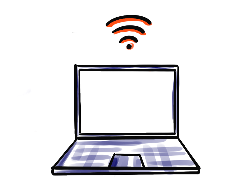 Laptop mit WiFi Symbol darüber